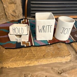 Rae Dunn White Ceramic Desk Organizer Set